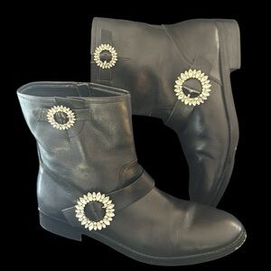 Micheal Kors Black Leather Ankle Boots